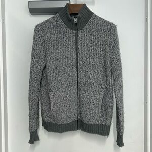 Medium Express Men Gray Full-Zip Comfy Stretch Sweater